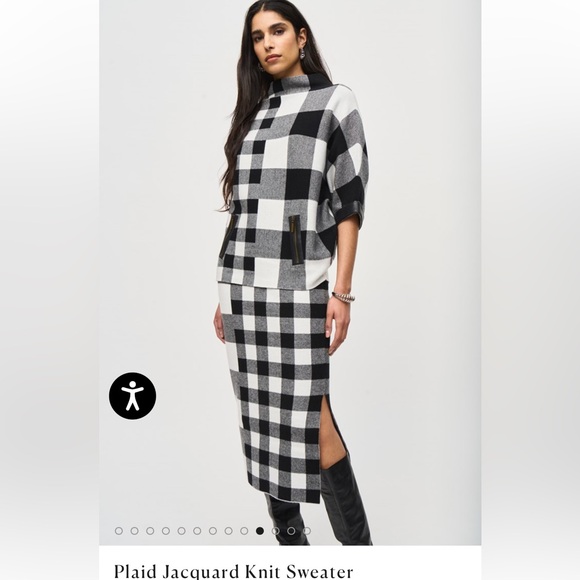 Joseph Ribkoff Plaid jacquard knit sweater and skirt. - Picture 1 of 4